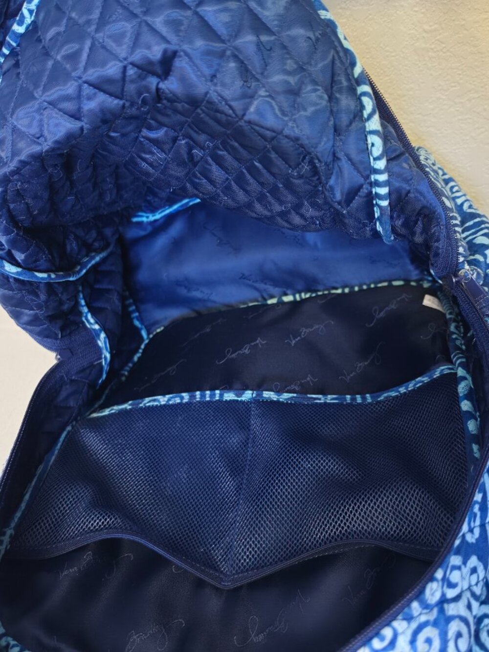 Vera Bradley Cuban Tiles Leighton Backpack Bookbag Small Travel Carry On Blue - Picture 7 of 12